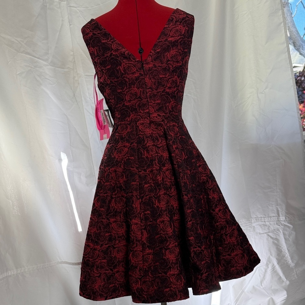 Betsey Johnson Black and Red Rose Mini Dress, A-line - Picture 6 of 11